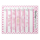 ピンクのフローラ血糖値と食事履歴 ノートパッド (正面)