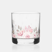 ピンクのフローラ装飾枠（名前あり） ウイスキーグラス (左)