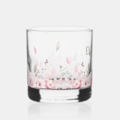 ピンクのフローラ装飾枠（名前あり） ウイスキーグラス (右)