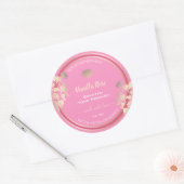 ピンクのフローラ製品の包装ラベルバニラバラ ラウンドシール (封筒)