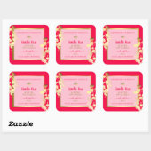 ピンクのフローラ製品パッケージングラベル金ゴールドフレーム スクエアシール (シート)