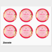 ピンクのフローラ製品パッケージングラベル金ゴールドフレーム ラウンドシール (シート)