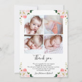 ピンクのフローラ誕生のお知らせサンキューカード 招待状 (裏面)
