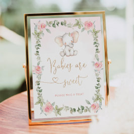 ピンクのフローラ象のベビーは甘いポスター ポスター