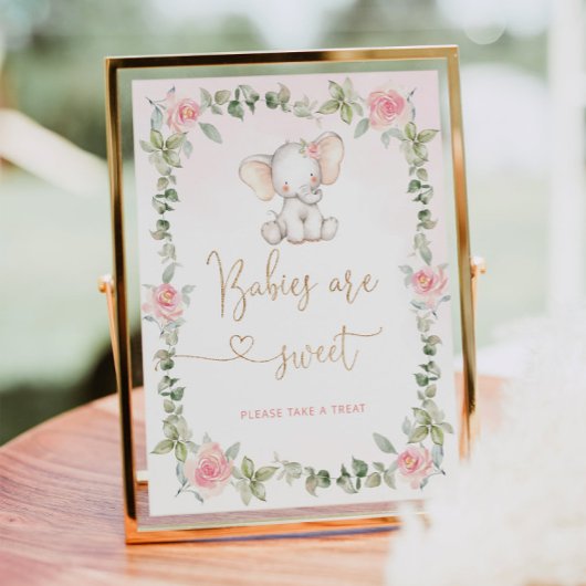 ピンクのフローラ象のベビーは甘いポスター ポスター