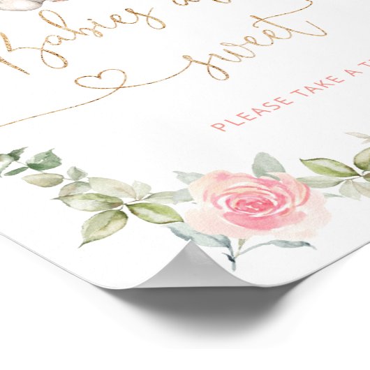 ピンクのフローラ象のベビーは甘いポスター ポスター (角)