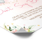 ピンクのフローラ象の赤ちゃんシャワーベビーしない ポスター (角)