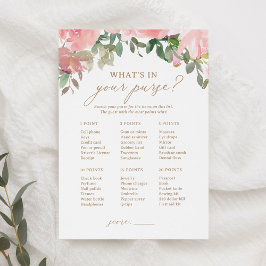 ピンクのフローラ赤ちゃんシャワーあなたの財布のゲームの中にあるものを 招待状