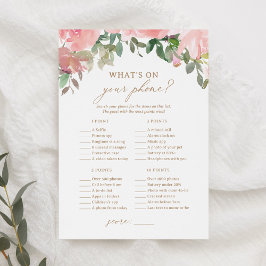 ピンクのフローラ赤ちゃんシャワーあなたの電話ゲームに何が 招待状