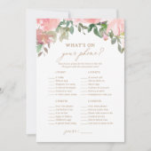 ピンクのフローラ赤ちゃんシャワーあなたの電話ゲームに何が 招待状 (正面)