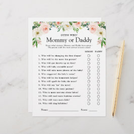 ピンクのフローラ赤ちゃんシャワーゲーム誰を推測