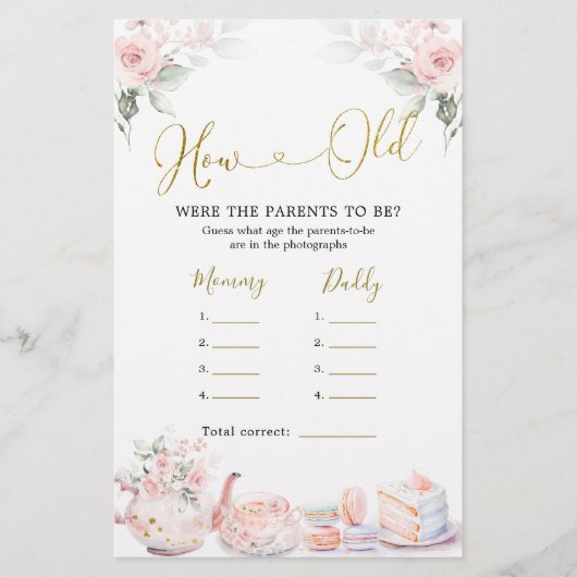 ピンクのフローラ赤ちゃんシャワー茶パーティー歳の両親 (正面)