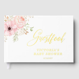 ピンクのフローラ赤ちゃんシャワー ゲストブック