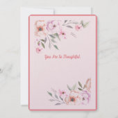 ピンクのフローラ赤ちゃんシャワー サンキューカード (裏面)