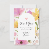 ピンクのフローラ赤ちゃんシャワー サンキューカード (正面)