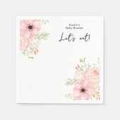 ピンクのフローラ赤ちゃんシャワー スタンダードカクテルナプキン (正面)