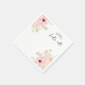 ピンクのフローラ赤ちゃんシャワー スタンダードカクテルナプキン (角)