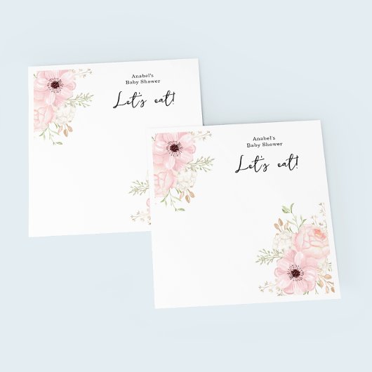 ピンクのフローラ赤ちゃんシャワー スタンダードカクテルナプキン