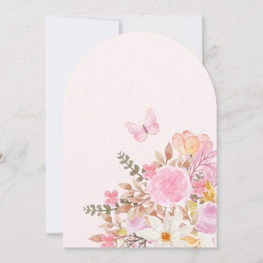 ピンクのフローラ赤ちゃんシャワー 招待状 (裏面)