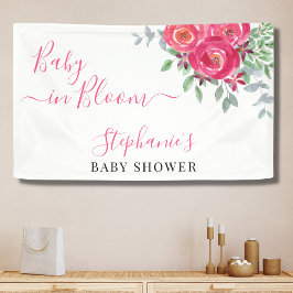 ピンクのフローラ赤ちゃんシャワー 横断幕