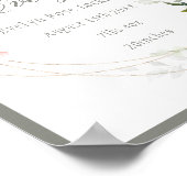 ピンクのフローラ赤ちゃん女の子の誕生発表のサイン ポスター (角)