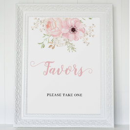 ピンクのフローラ赤ちゃん女の子は赤ちゃんシャワーのサインを好む ポスター