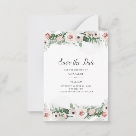 ピンクのフローラ赤面トレンディー水の色日付を保存 ノートカード (正面)