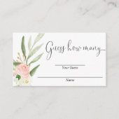 ピンクのフローラ金ゴールドの赤ちゃんシャワーカードの数を推測 エンクロージャーカード (正面)