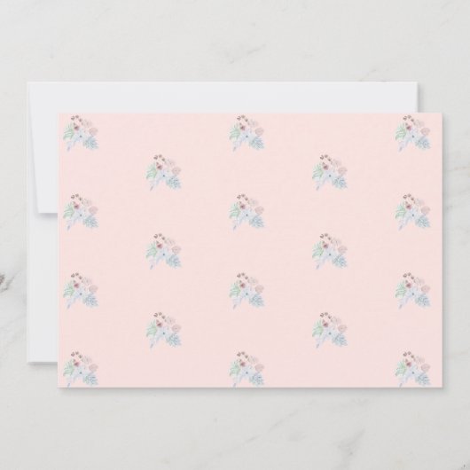 ピンクのフローラ金ゴールドクロス最初の聖餐式 サンキューカード (裏面)