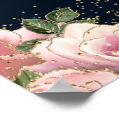 ピンクのフローラ金ゴールドグリッタースターズブラックキンセアニラ ポスター (角)