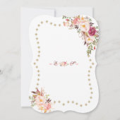 ピンクのフローラ金ゴールドグリッタースパークルズ神聖な聖餐式 招待状 (裏面)