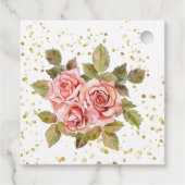 ピンクのフローラ金ゴールドグリッター誕生日パーティーの好意 フェイバータグ (裏面)