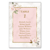 ピンクのフローラ金ゴールドフレームバプテスマのシーティングチャート テーブルナンバー (裏面)