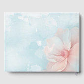 ピンクのフローラ金ゴールドフレームブルーウォーターカラーゲスト ゲストブック (裏面)