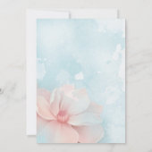 ピンクのフローラ金ゴールドフレームブルーウォーター卒業パーティー 招待状 (裏面)