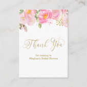 ピンクのフローラ金ゴールド書道ありがとう座席表 エンクロージャーカード (正面)