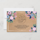 ピンクのフローラ金ゴールド水の色お客様ありがとう サンキューカード (裏面)