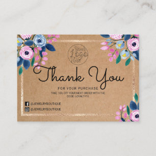 ピンクのフローラ金ゴールド水の色お客様ありがとう 名刺