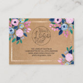 ピンクのフローラ金ゴールド水の色お客様ありがとう 名刺 (裏面)