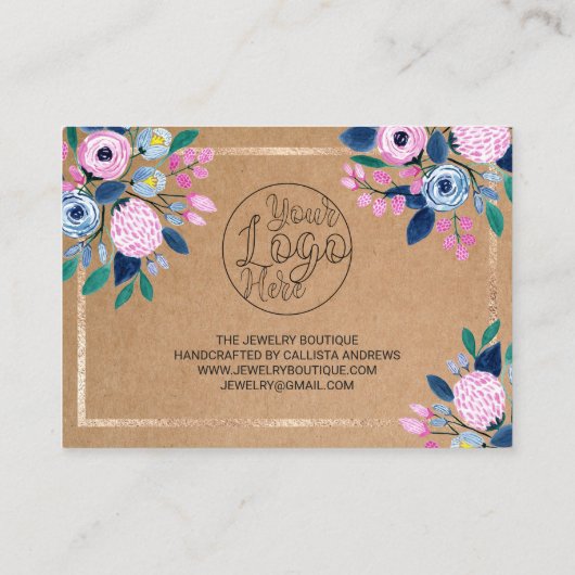 ピンクのフローラ金ゴールド水の色お客様ありがとう 名刺 (裏面)