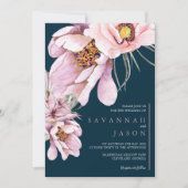 ピンクのフローラ開花ひまわり結婚式の招待 招待状 (正面)