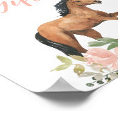 ピンクのフローラ馬の誕生日カードとギフトサイン ポスター (角)