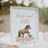 ピンクのフローラ馬の誕生日カードとギフトサイン ポスター