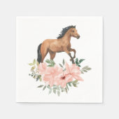ピンクのフローラ馬の誕生日パーティー スタンダードカクテルナプキン (正面)