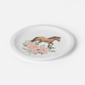 ピンクのフローラ馬の誕生日パーティー ペーパープレート (アングル)