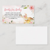 ピンクのフローラ鹿の赤ちゃんシャワーブックベビー エンクロージャーカード (正面/裏面)