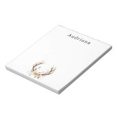 ピンクのフローラ鹿の〔雄ジカの〕枝角パーソナライズされた名 ノートパッド (回転)