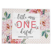 ピンクのフローラ1st誕生日の光沢 ラージペーパーバッグ (裏面)