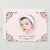 ピンクのフローラ2 Photo Bible Verse Baptism for Girls 招待状 (裏面)