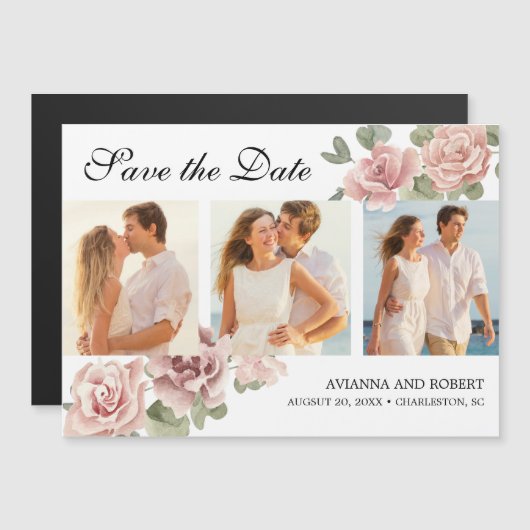 ピンクのフローラ3写真結婚の磁気保存日付 (正面/裏面)